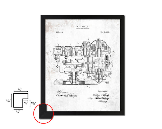 Engine Construction Motocycle Vintage Patent Artwork Black Frame Print Gifts