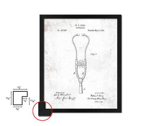 Tools Ford Stethoscope Doctor Vintage Patent Artwork Black Frame Print Gifts