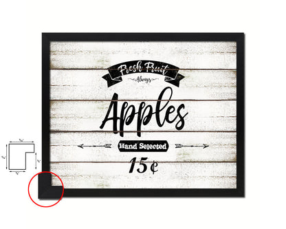 Fresh Fruit Apples Vintage Sign Fine Art Paper Prints Wood Frame Wall Art Decor Gifts