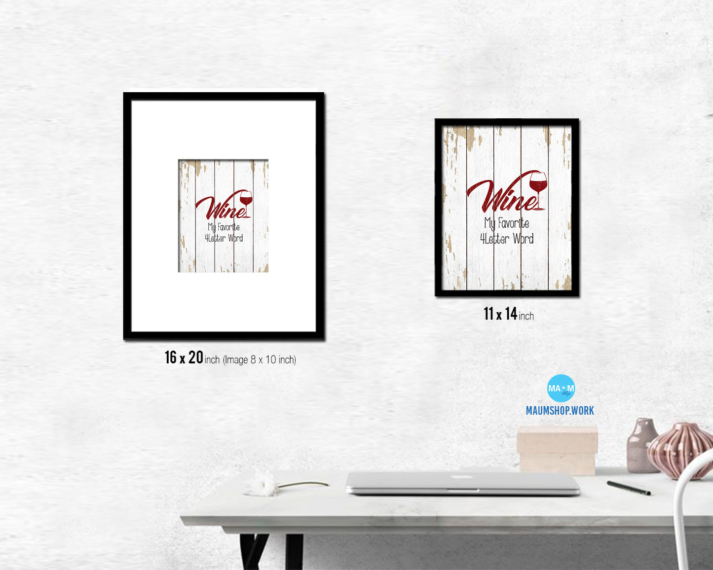 Wine is my favorite 4 letter word Words Wood Framed Print Wall Decor Art Gifts