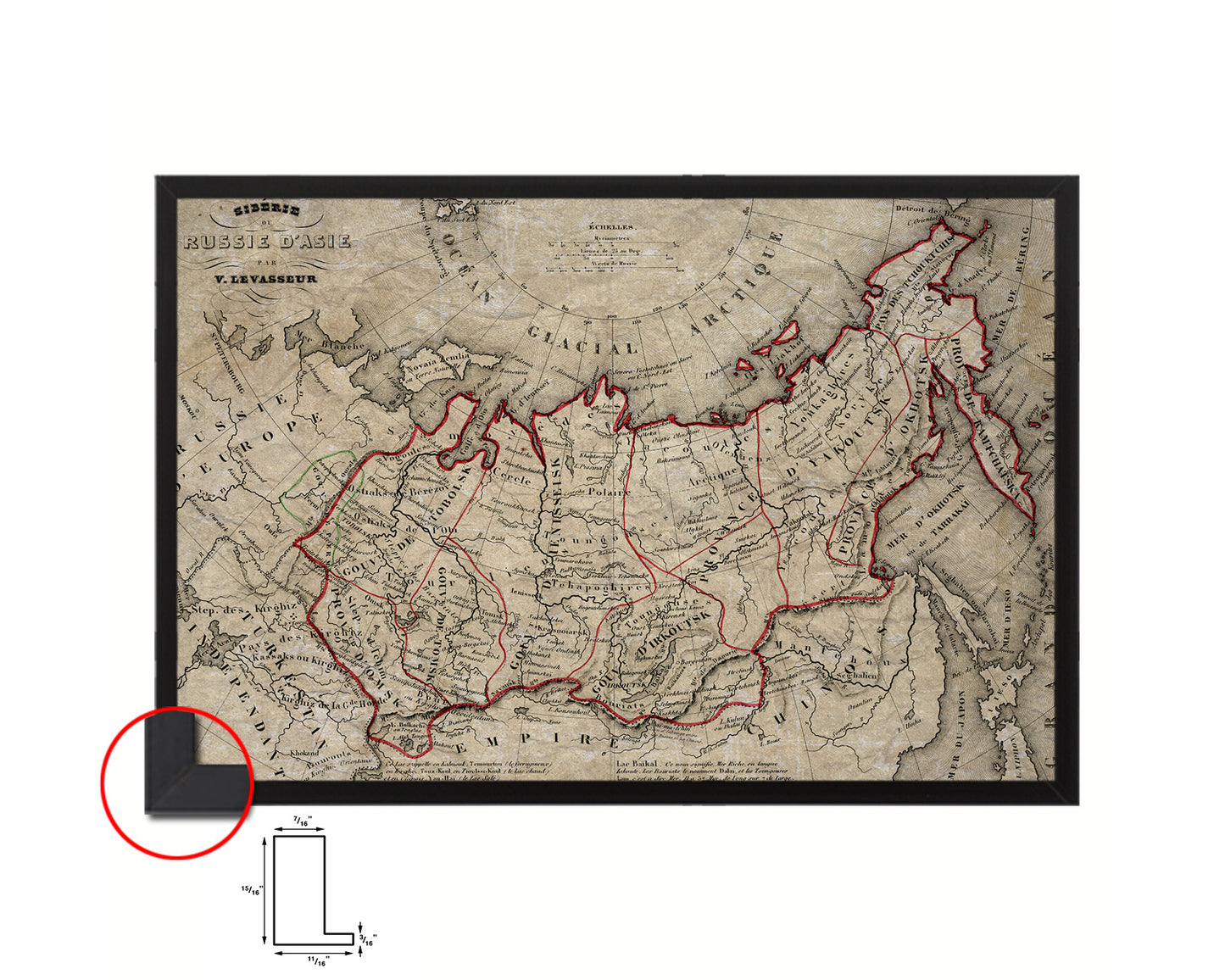 Siberia Russia Historical Map Framed Print Art Wall Decor Gifts