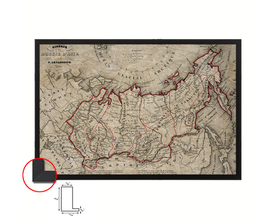 Siberia Russia Historical Map Framed Print Art Wall Decor Gifts