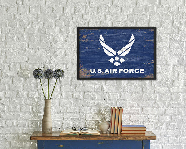 US Air Force Shabby Chic Military Flag Framed Print Decor Wall Art Gifts