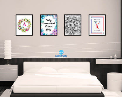 Every summer has its own story Quote Boho Flower Framed Print Wall Decor Art