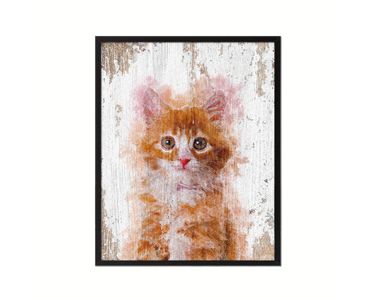 Kitten Cat Kitten Portrait Framed Print Pet Home Decor Custom Watercolor Wall Art Gifts