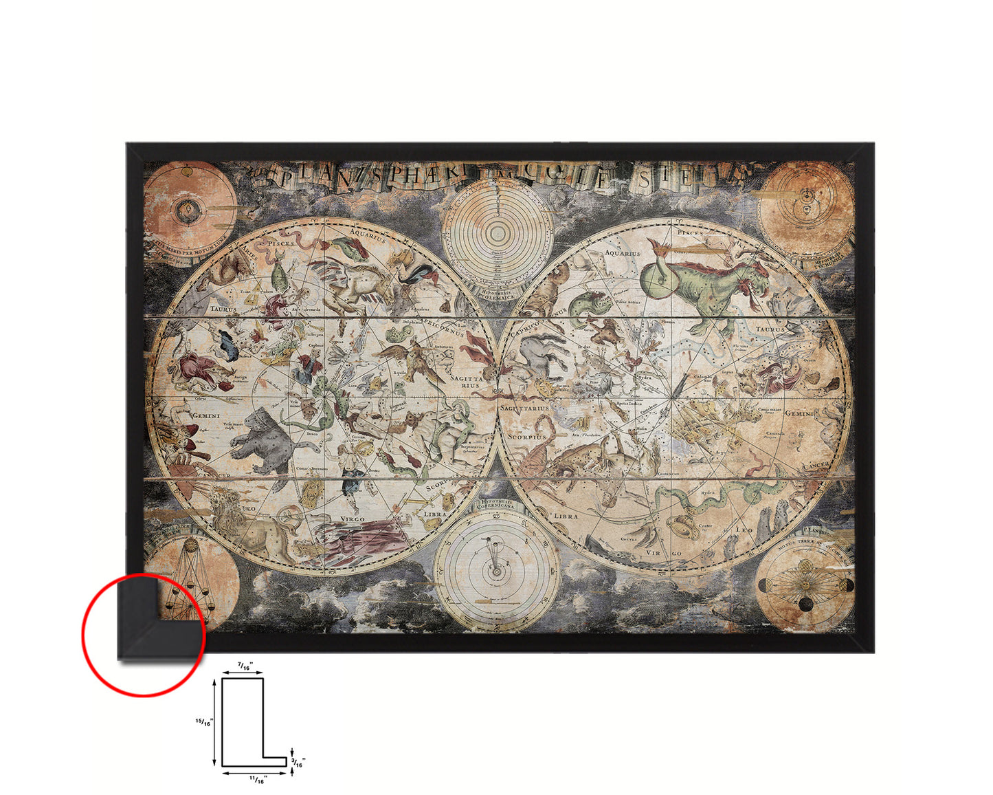 World Antique Map Framed Print Art Wall Decor Gifts