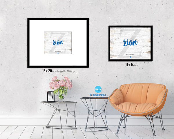 Zion Personalized Biblical Name Plate Art Framed Print Kids Baby Room Wall Decor Gifts