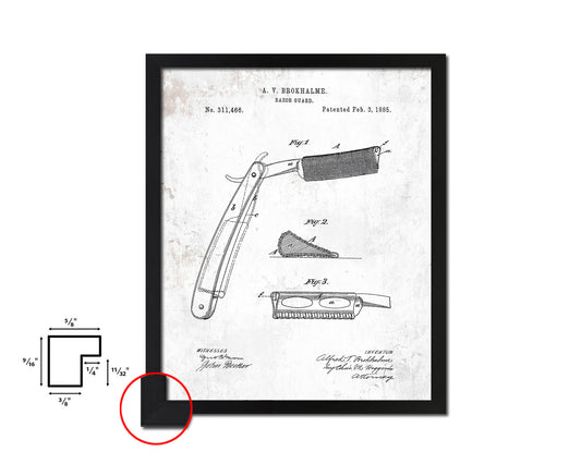 Razor Guard Barbershop Vintage Patent Artwork Black Frame Print Wall Art Decor Gifts