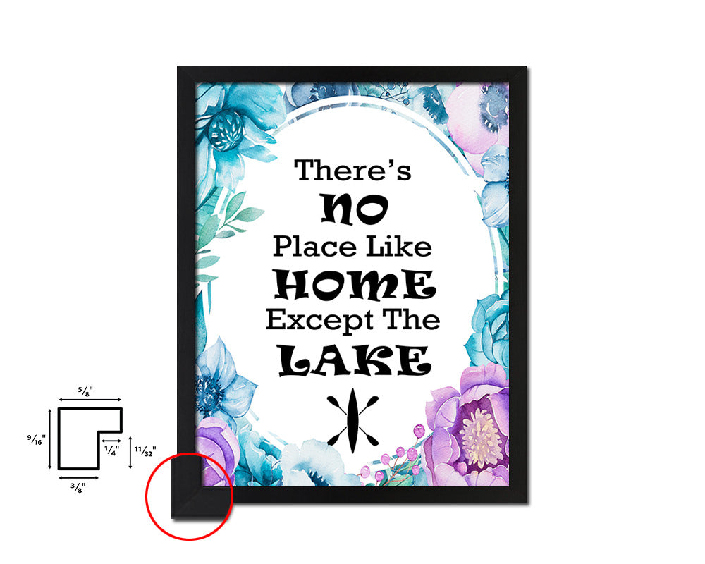 There's no place like home Quote Boho Flower Framed Print Wall Decor Art