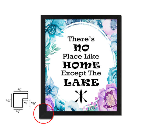 There's no place like home Quote Boho Flower Framed Print Wall Decor Art