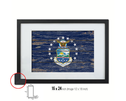 141st Air Refueling Wing Vintage Emblem Flag Wood Frame Paper Print Wall Art Decor Gifts