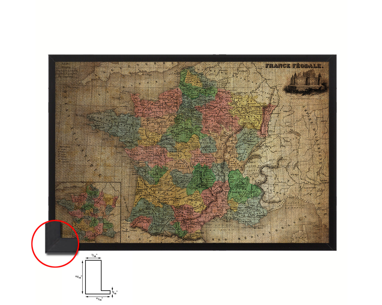 Medieval France Crusades Vintage Map Framed Print Art Wall Decor Gifts
