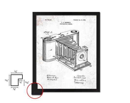 Brownell Photographic Camera Vintage Patent Artwork Black Frame Print Wall Art Decor Gifts