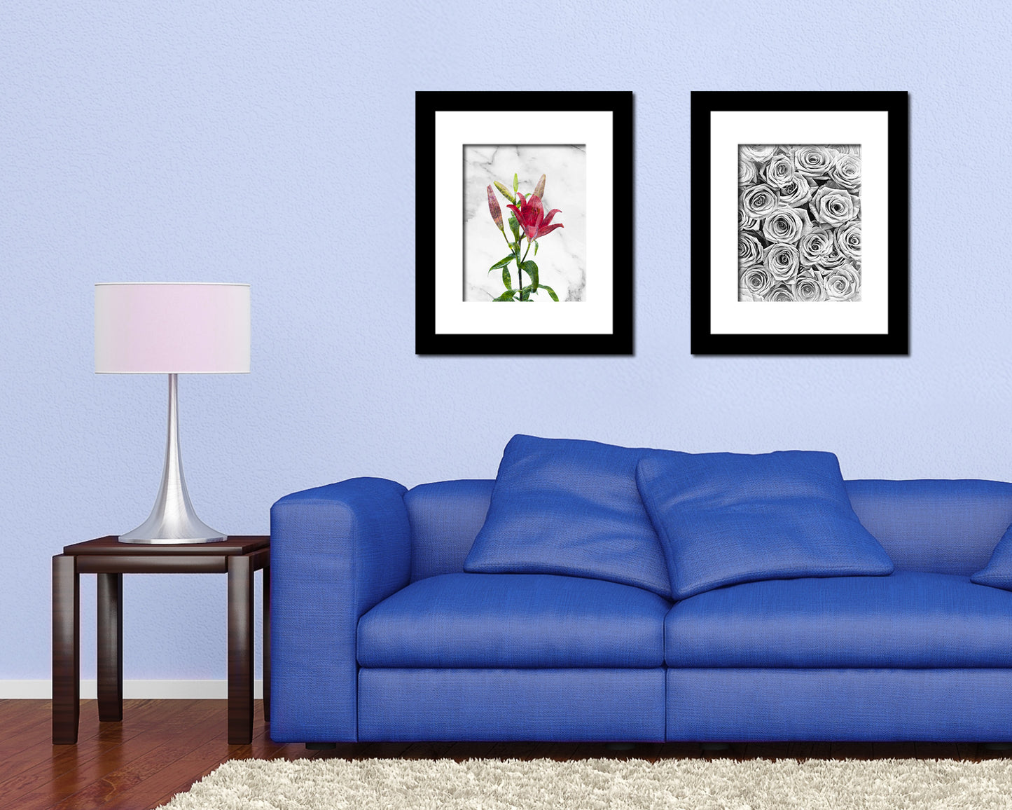 Red Lily Marble Texture Plants Art Wood Framed Print Wall Decor Gifts