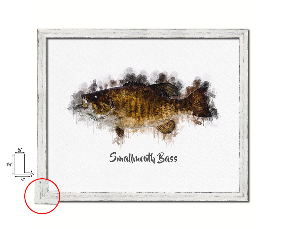 Smallmouth Bass Fish Framed Prints Modern Restaurant Sushi Bar Watercolor Wall Art Decor