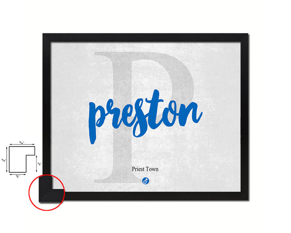 Preston Personalized Biblical Name Plate Art Framed Print Kids Baby Room Wall Decor Gifts