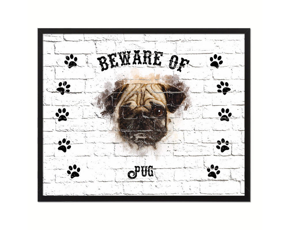 Beware of Poodles Sign Wood Framed Print Wall Art Decor Gifts