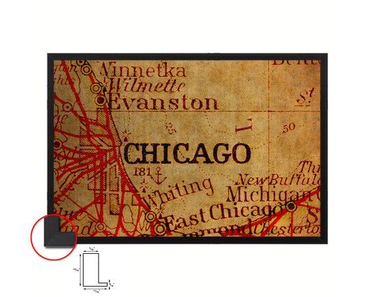 Chicago Illinois Vintage Map Framed Print Art Wall Decor Gifts