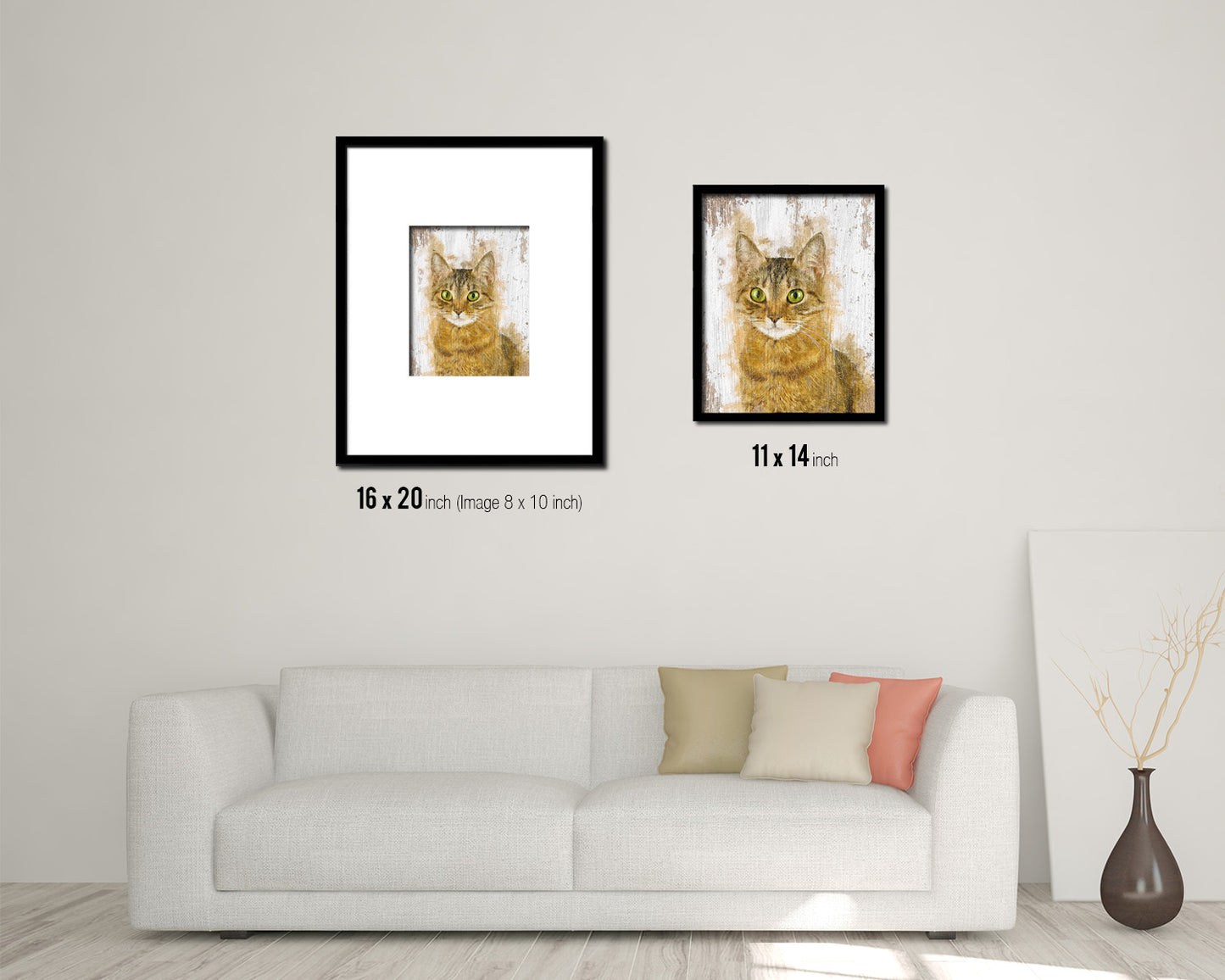 Red Little Cat Kitten Portrait Framed Print Pet Home Decor Custom Watercolor Wall Art Gifts