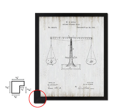 Balance Weighing Scale Tools Vintage Patent Artwork Black Frame Print Gifts