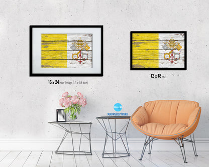 Vatican City Country Wood Rustic National Flag Wood Framed Print Wall Art Decor Gifts