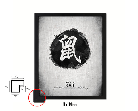 Rat Chinese Zodiac Art Wood Framed Art Paper Prints Wall Art  Decor Gifts