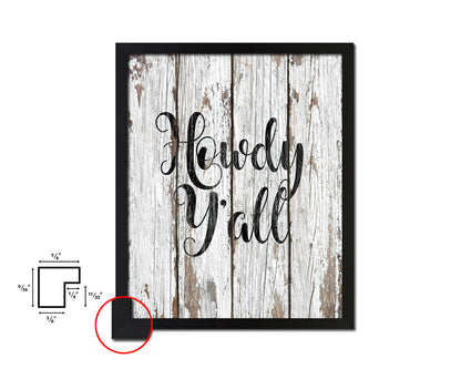 Howdy y'all Quote Framed Artwork Print Home Decor Wall Art Gifts