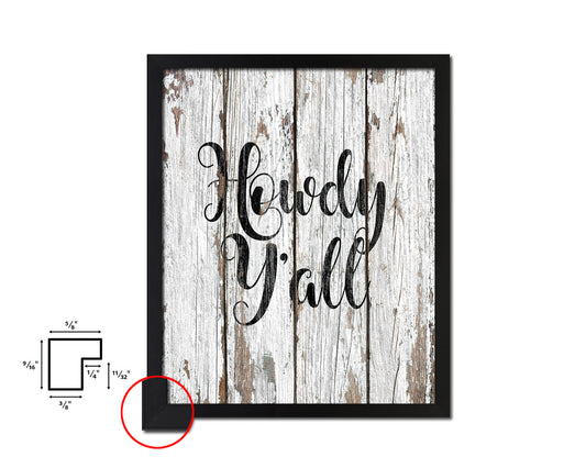 Howdy y'all Quote Framed Artwork Print Home Decor Wall Art Gifts