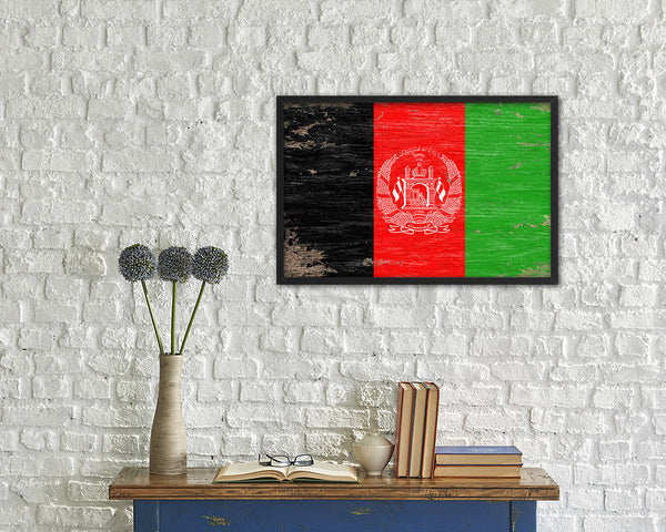 Afghanistan Shabby Chic Country Flag Wood Framed Print Wall Art Decor Gifts