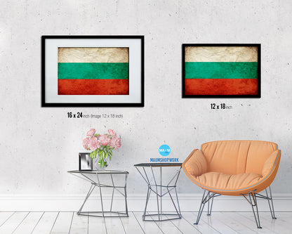 Bulgaria Country Vintage Flag Wood Framed Print Wall Art Decor Gifts