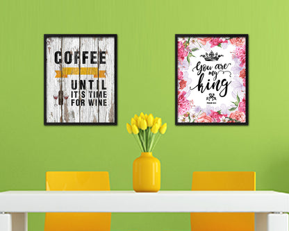 Coffee keeps me going until it's time for wine Quote Framed Artwork Print Wall Decor Art Gifts