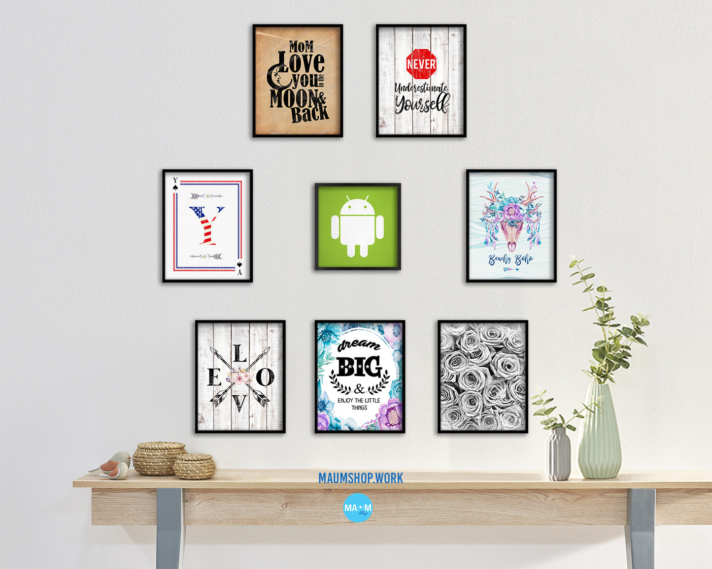 Android Social Media Symbol Icons logo Wood Framed Print Home Decor Wall Art Gifts