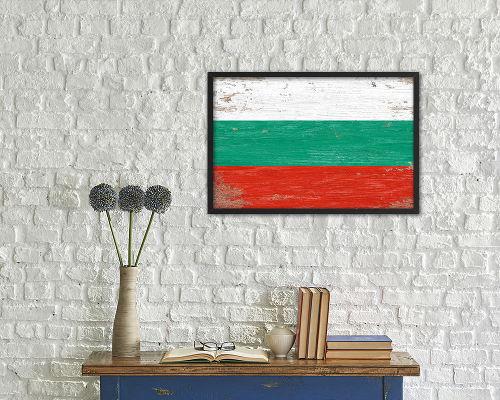 Bulgaria Shabby Chic Country Flag Wood Framed Print Wall Art Decor Gifts
