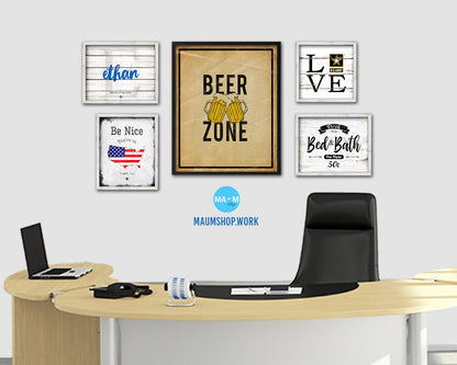 Beer Zone Notice Danger Sign Framed Print Home Decor Wall Art Gifts