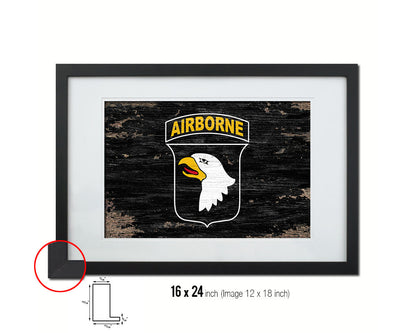 US Army 101st Airborne Shabby Chic Military Flag Framed Print Decor Wall Art Gifts