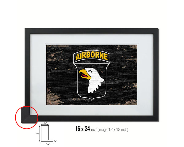 US Army 101st Airborne Shabby Chic Military Flag Framed Print Decor Wall Art Gifts