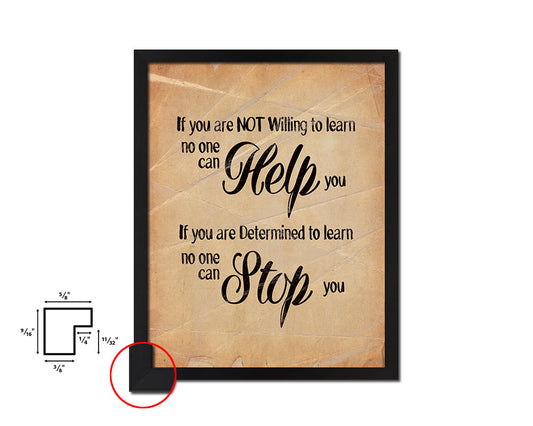 If you are not willing to learn Quote Paper Artwork Framed Print Wall Decor Art