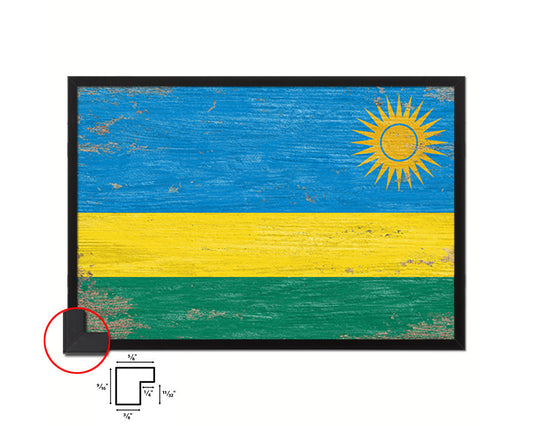 Rwanda Shabby Chic Country Flag Wood Framed Print Wall Art Decor Gifts