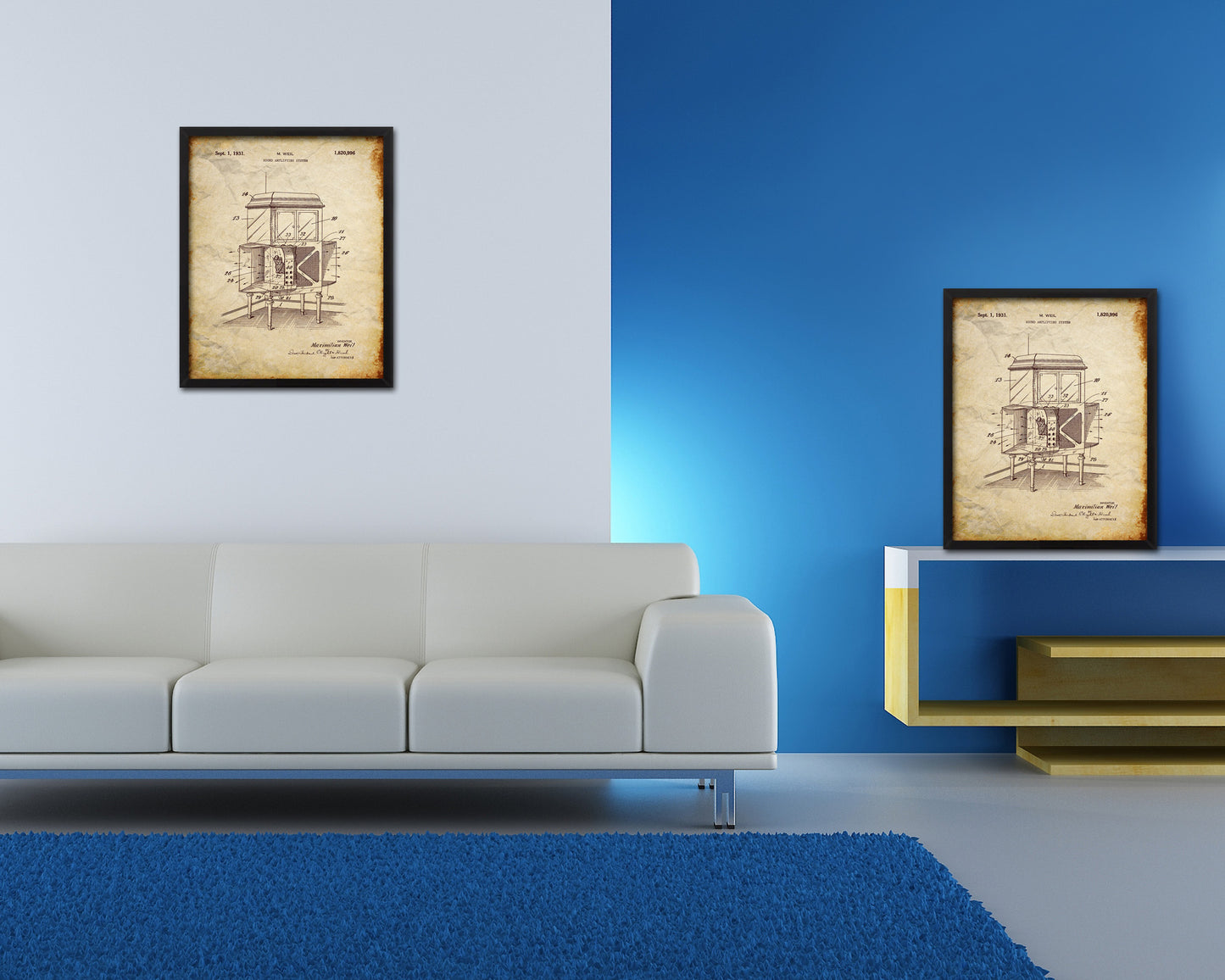 Amplifying System Sound Vintage Patent Artwork Walnut Frame Gifts