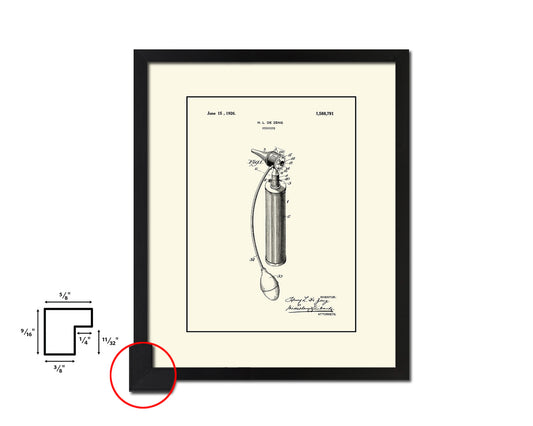 Tools Otoscope Doctor Vintage Patent Artwork Black Frame Print Gifts