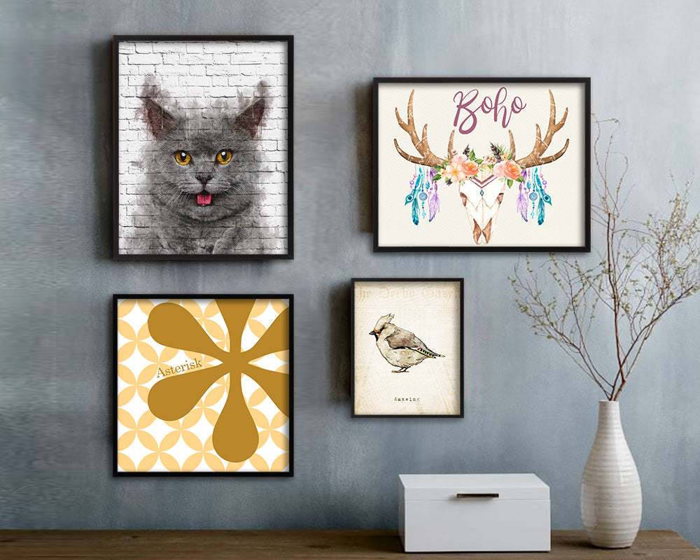Chartreux Cat Kitten Portrait Framed Print Pet Home Decor Custom Watercolor Wall Art Gifts