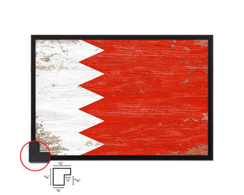 Bahrain Shabby Chic Country Flag Wood Framed Print Wall Art Decor Gifts