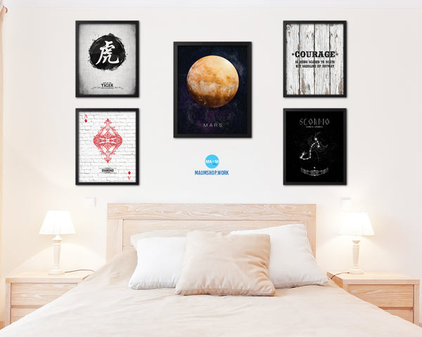 Mars Planet Prints Watercolor Solar System Framed Print Home Decor Wall Art Gifts