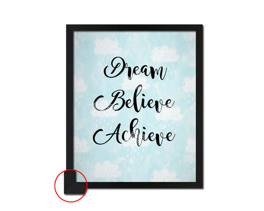 Dream Believe Achieve Quote Framed Print Wall Decor Art Gifts