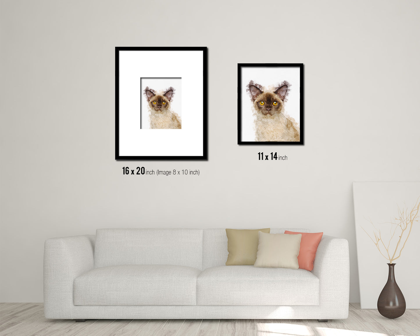 Kitten Cat Kitten Portrait Framed Print Pet Home Decor Custom Watercolor Wall Art Gifts