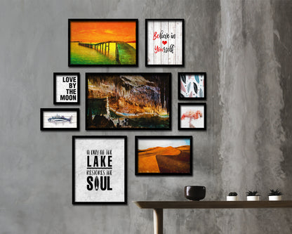 A day at the lake restores the soul Quote Framed Print Wall Art Decor Gifts
