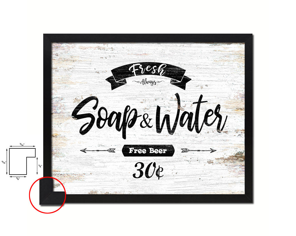Fresh Soap & Water Vintage Sign Fine Art Paper Prints Wood Frame Wall Art Decor Gifts