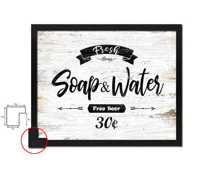 Fresh Soap & Water Vintage Sign Fine Art Paper Prints Wood Frame Wall Art Decor Gifts