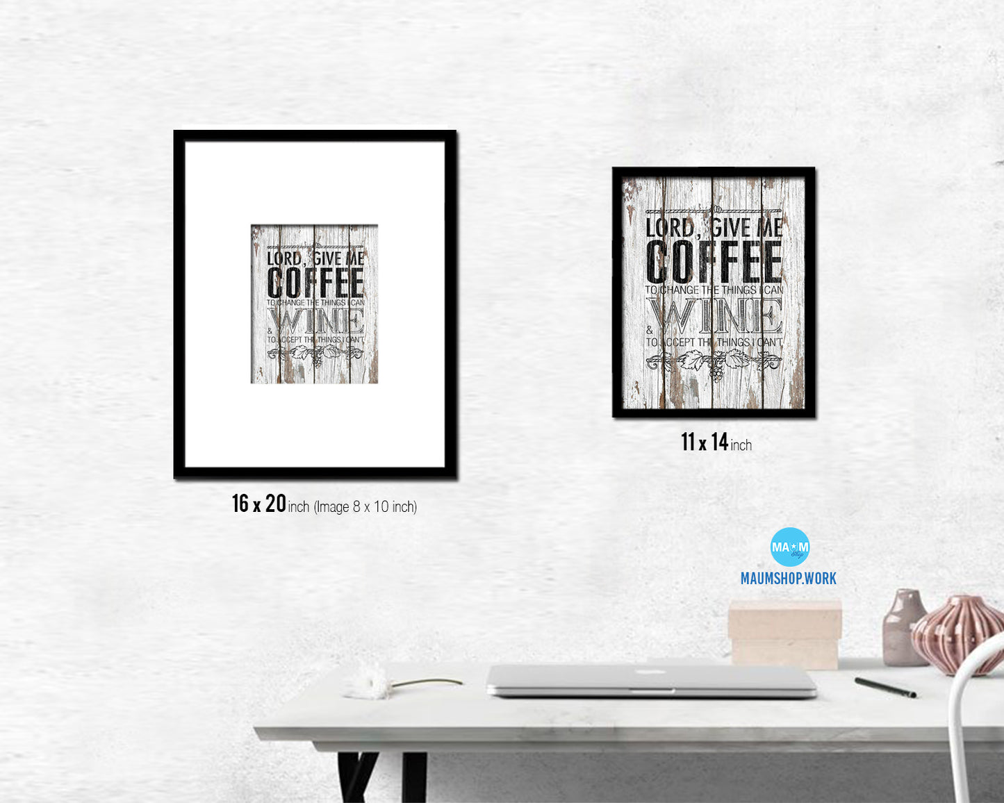 Lord, give me  coffee to  change the things I can Words Wood Framed Print Wall Decor Art Gifts