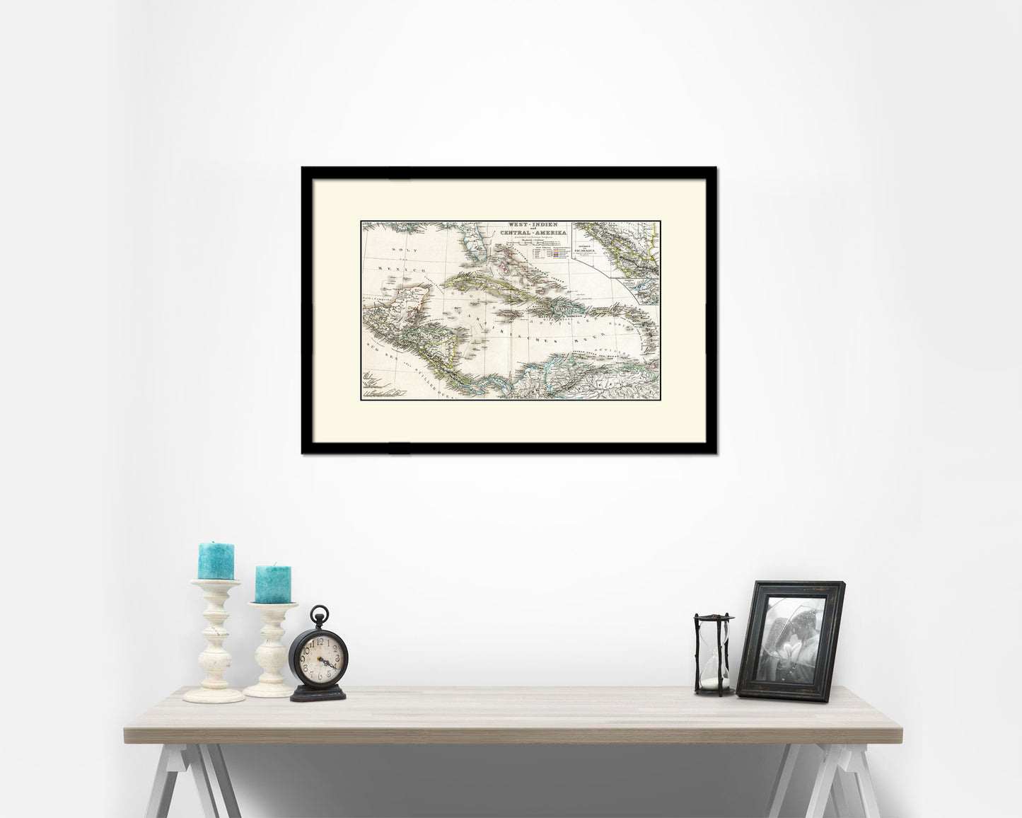 West Indies Old Map Framed Print Art Wall Decor Gifts